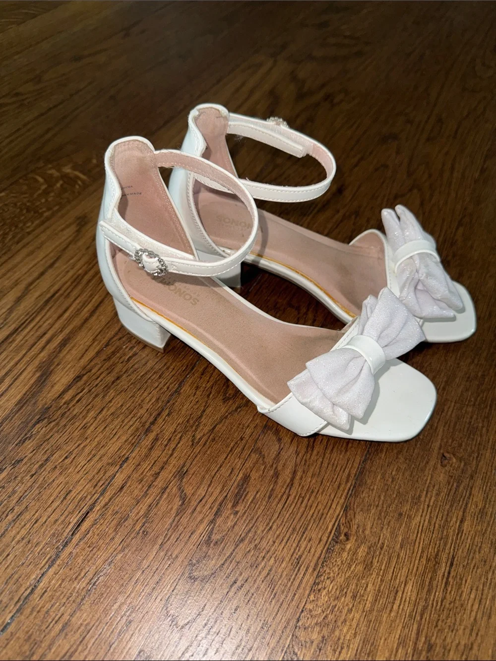 Sonoma Girls White Bow Ankle-Strap Dress Sandals